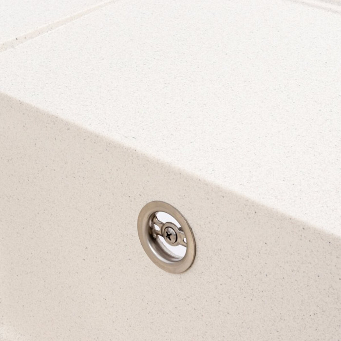 Valeso Atrum 7950 white with speckles - granite sink with drainer and left bowl + faucet