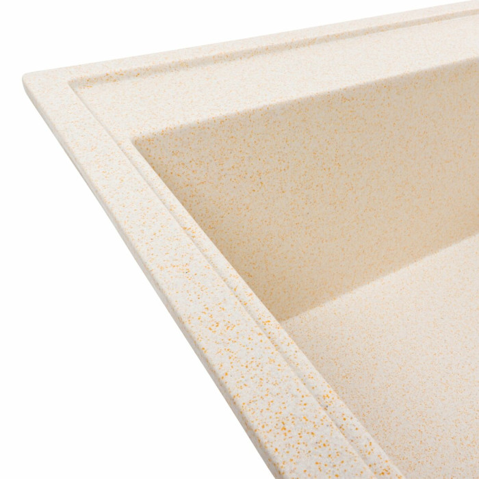 Valeso Azurit 7950 sand – 79 cm inset composite sink for kitchen countertops; left-sided bowl with overflow, 20 cm deep