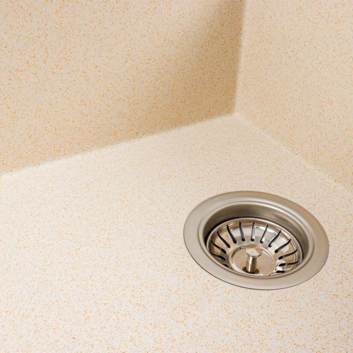 Valeso Azurit 7950 sand – 79 cm inset composite sink for kitchen countertops; left-sided bowl with overflow, 20 cm deep