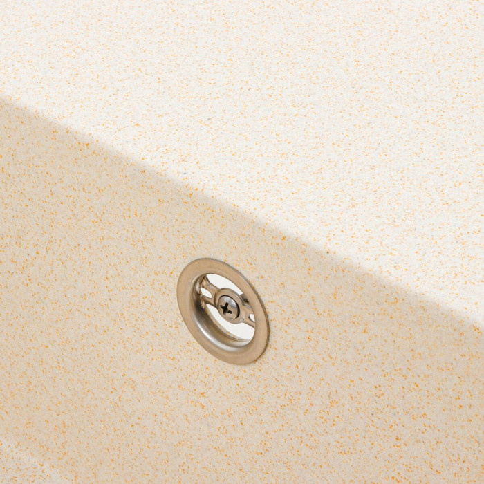 Valeso Azurit 7950 sand – 79 cm inset composite sink for kitchen countertops; left-sided bowl with overflow, 20 cm deep