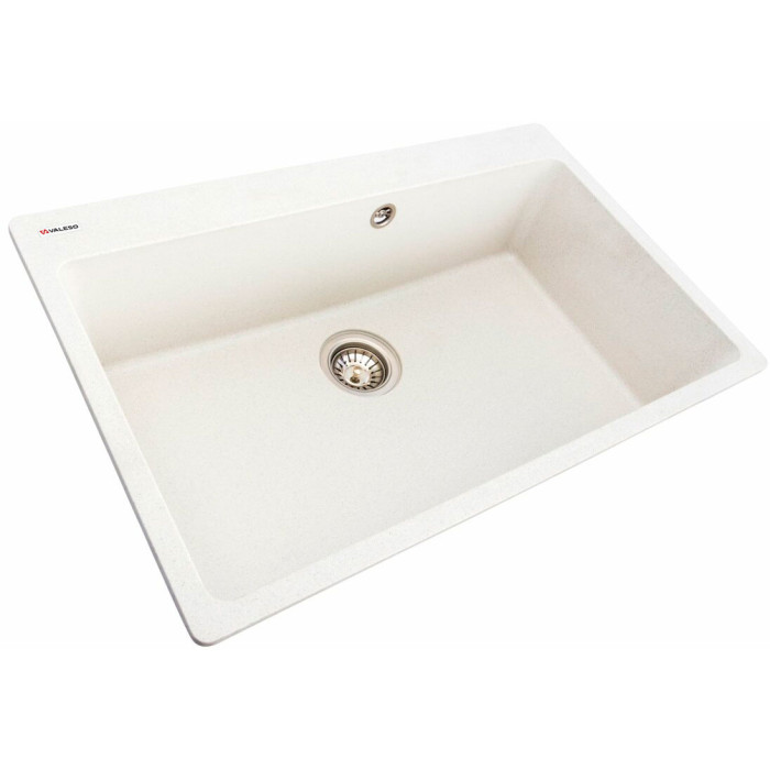 Valeso Bogema 7850 white with speckles – 78 cm wide sink, white with grey inclusions and a matte surface