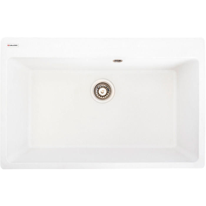 Valeso Bogema 7850 snow white – 78 cm bowl sink without a drying wing, made of white artificial stone with a matte surface