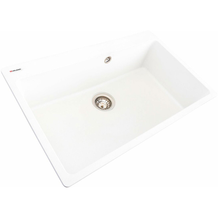 Valeso Bogema 7850 snow white – 78 cm bowl sink without a drying wing, made of white artificial stone with a matte surface