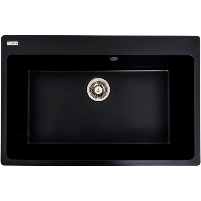 Valeso Bogema 7850 black – 78 cm granite inset sink with a large bowl, no wing; matte surface