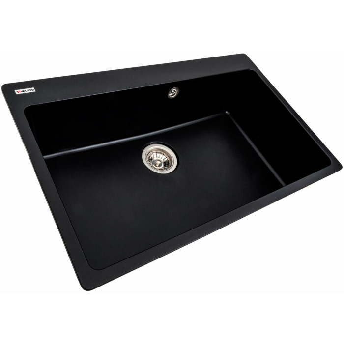 Valeso Bogema 7850 black – 78 cm granite inset sink with a large bowl, no wing; matte surface