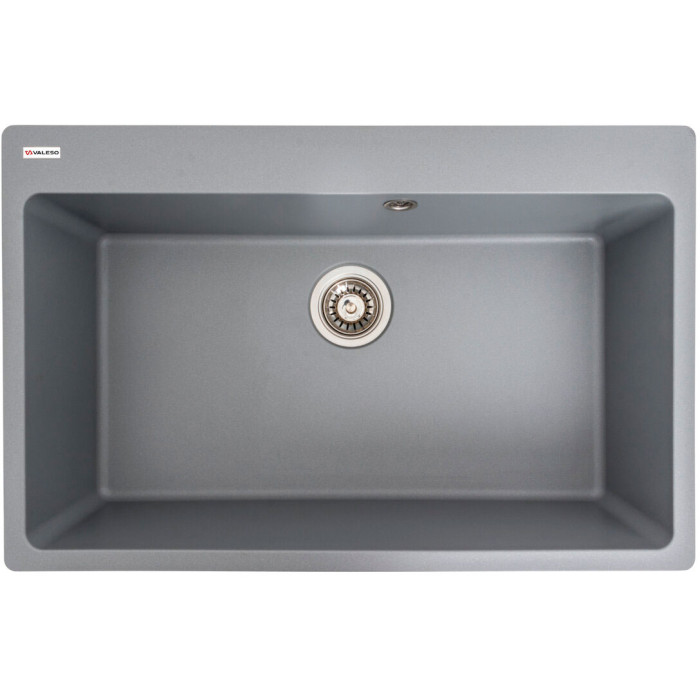 Valeso Bogema 7850 grey metallic – 78 cm wide bowl sink made of quartz composite in an original grey color