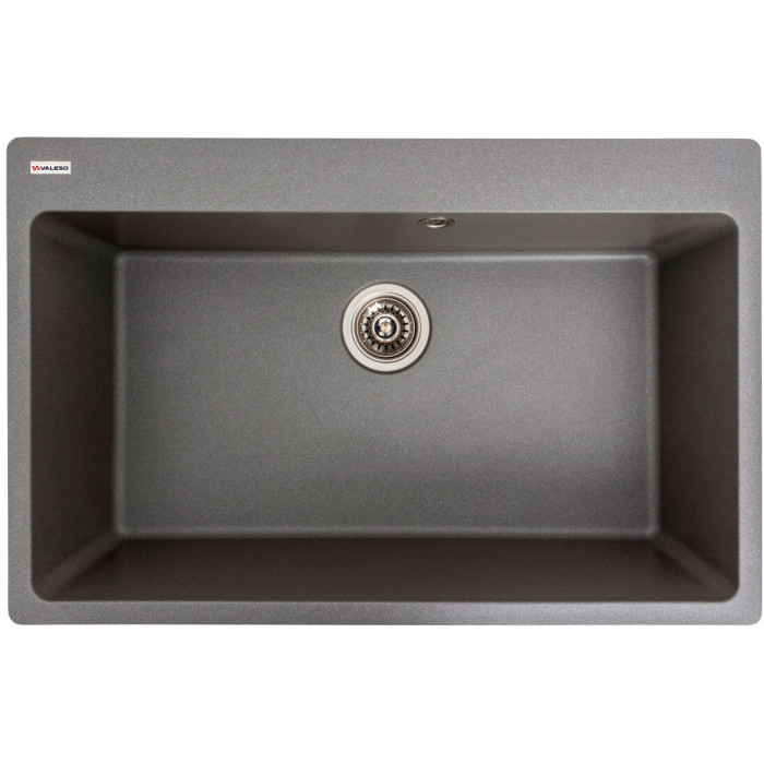 Valeso Bogema 7850 monsoon grey – 78 cm composite sink without a wing, installed in a kitchen countertop cutout