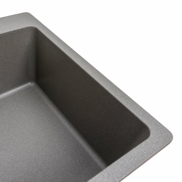 Valeso Bogema 7850 monsoon grey – 78 cm composite sink without a wing, installed in a kitchen countertop cutout