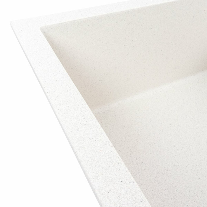 Valeso Calypso 7950 white with speckles – 79 cm matte inset sink with a dish drying wing; large bowl with overflow and 11 cm drain