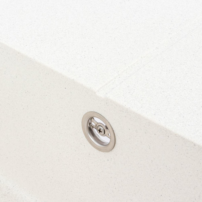 Valeso Calypso 7950 white with speckles – 79 cm matte inset sink with a dish drying wing; large bowl with overflow and 11 cm drain