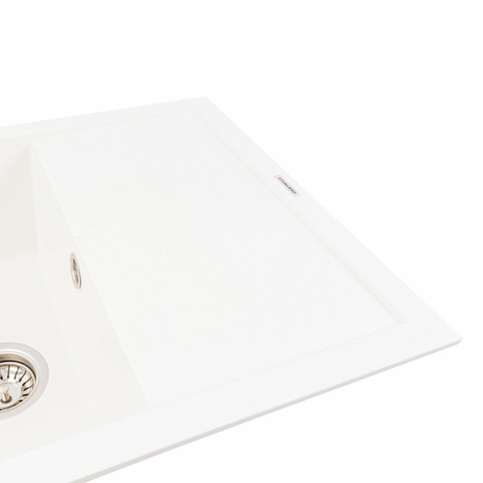 Valeso Calypso 7950 Snow White – rectangular sink with a large bowl and drying area