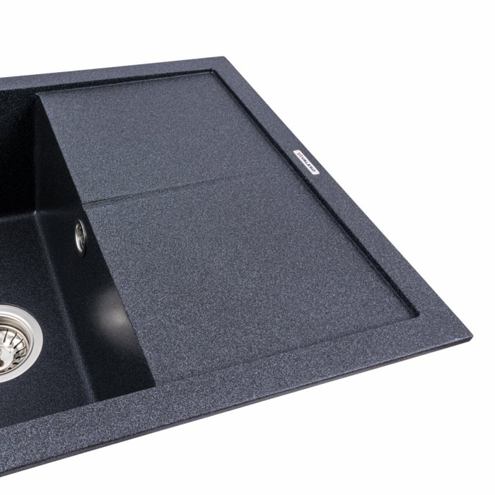 Valeso Calypso 7950 carbon – 79/50 cm composite inset sink with a large 49/44 cm bowl and a dish drying platform