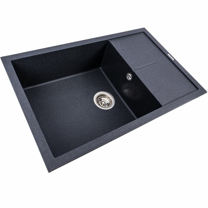 Valeso Calypso 7950 carbon – 79/50 cm composite inset sink with a large 49/44 cm bowl and a dish drying platform