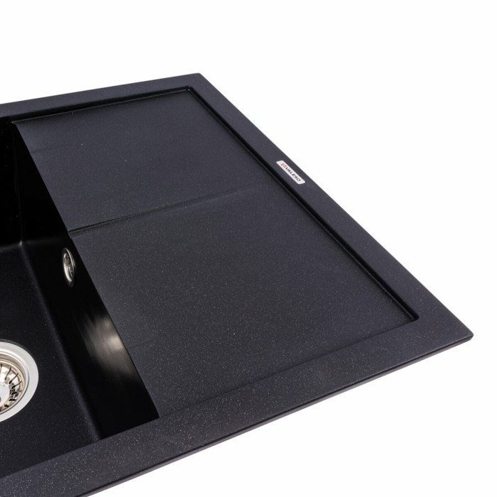 Valeso Calypso 7950 black metallic – 79/50 cm rectangular symmetrical sink for kitchen countertops