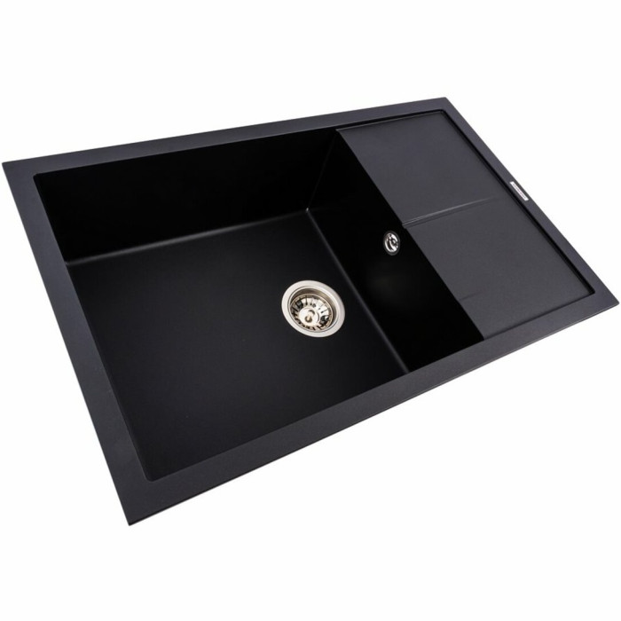 Valeso Calypso 7950 black - 79 cm granite sink with large bowl and dish wing