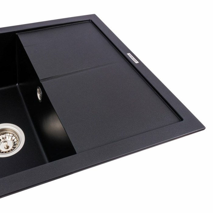 Valeso Calypso 7950 black - 79 cm granite sink with large bowl and dish wing