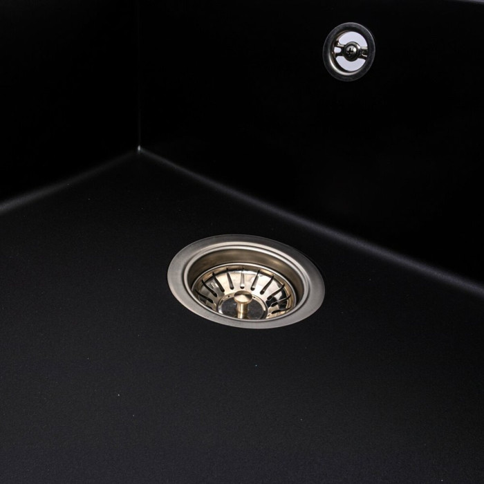 Valeso Calypso 7950 black - 79 cm granite sink with large bowl and dish wing
