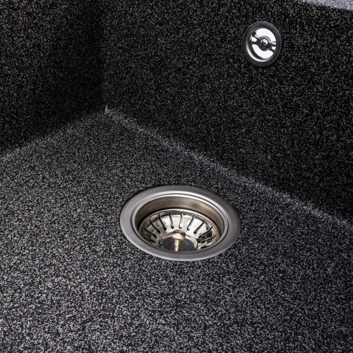 Valeso Calypso 7950 graphite – 79 cm rectangular sink for kitchen countertops with a dish drying platform and a large bowl