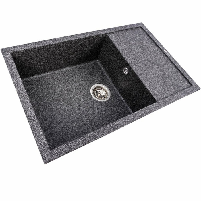 Valeso Calypso 7950 graphite – 79 cm rectangular sink for kitchen countertops with a dish drying platform and a large bowl