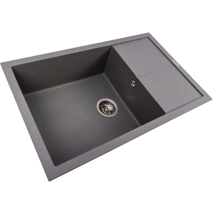 Valeso Calypso 7950 monsoon grey – inset sink for kitchen countertops; artificial stone; 79/50 cm with a dish drying wing