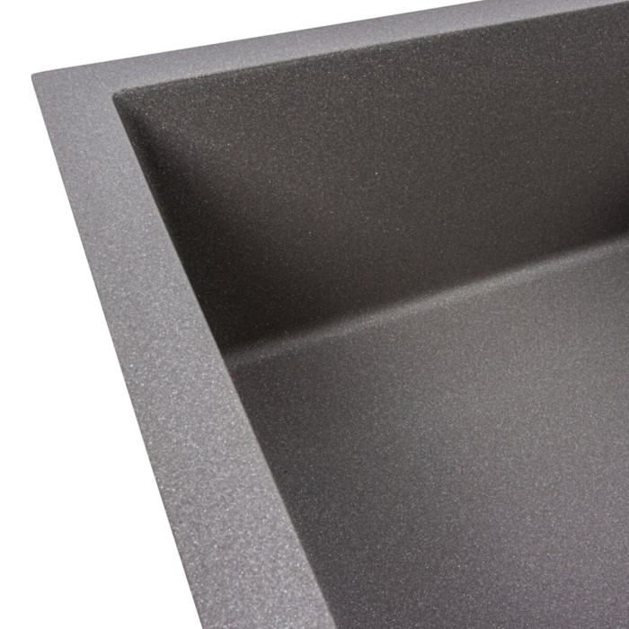 Valeso Calypso 7950 monsoon grey – inset sink for kitchen countertops; artificial stone; 79/50 cm with a dish drying wing