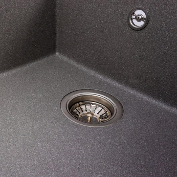 Valeso Calypso 7950 monsoon grey – inset sink for kitchen countertops; artificial stone; 79/50 cm with a dish drying wing