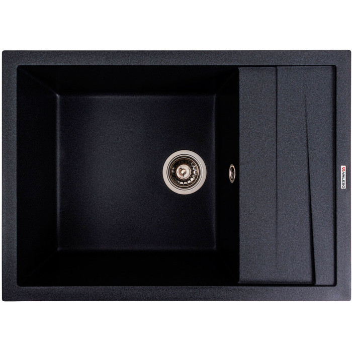 Valeso Cascada 7050 carbon – 70 cm artificial stone kitchen sink; 34/33 cm bowl and dish drying wing