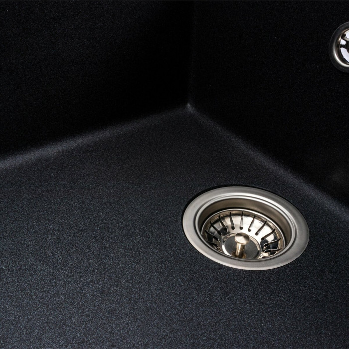 Valeso Cascada 7050 carbon – 70 cm artificial stone kitchen sink; 34/33 cm bowl and dish drying wing