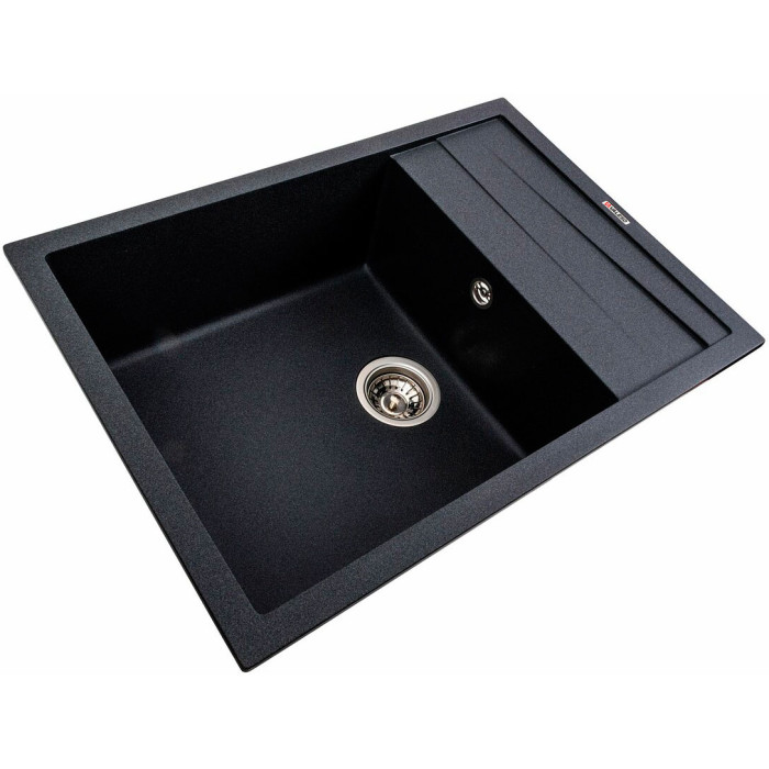 Valeso Cascada 7050 carbon – 70 cm artificial stone kitchen sink; 34/33 cm bowl and dish drying wing