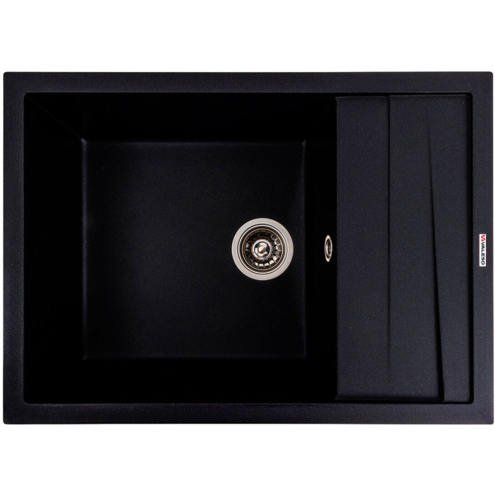 Valeso Cascada 7050 black metallic – 70 cm rectangular inset sink for the kitchen; made of artificial granite based on natural quartz
