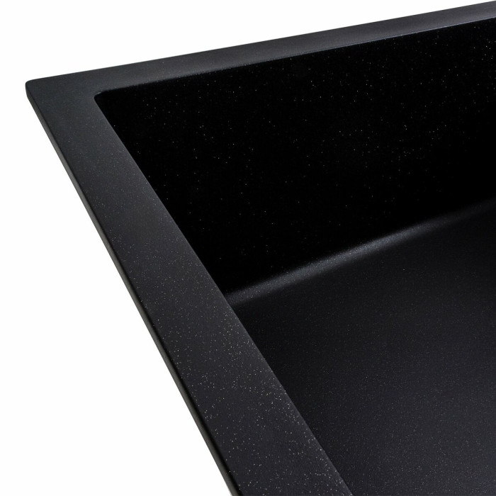 Valeso Cascada 7050 black metallic – 70 cm rectangular inset sink for the kitchen; made of artificial granite based on natural quartz