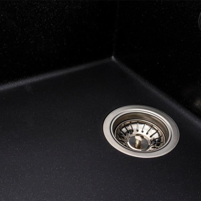 Valeso Cascada 7050 black metallic – 70 cm rectangular inset sink for the kitchen; made of artificial granite based on natural quartz