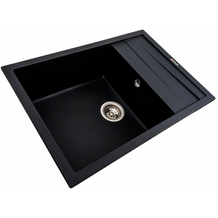 Valeso Cascada 7050 black metallic – 70 cm rectangular inset sink for the kitchen; made of artificial granite based on natural quartz