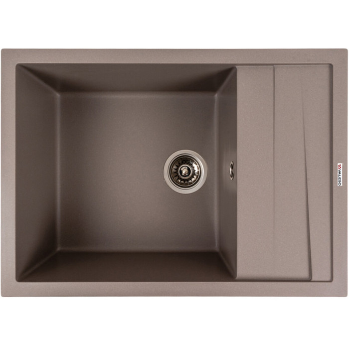 Valeso Cascada 7050 dune — rectangular granite sink 70 cm with drainer