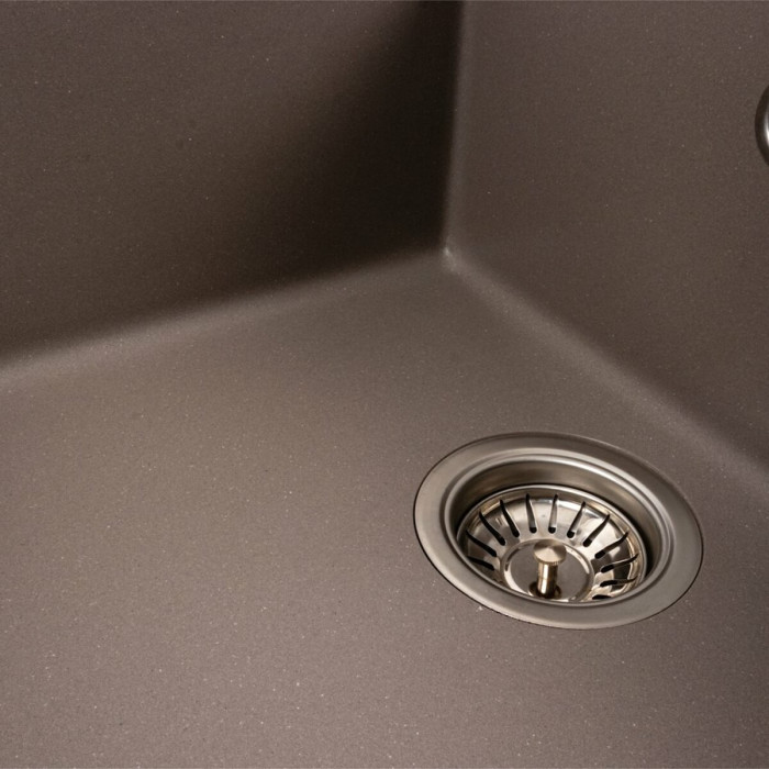 Valeso Cascada 7050 dune — rectangular granite sink 70 cm with drainer