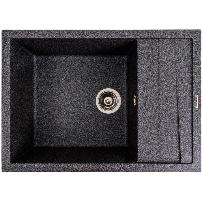 Valeso Cascada 7050 graphite – 70 cm rectangular symmetrical sink in a dark color for the kitchen; with a dish drying wing