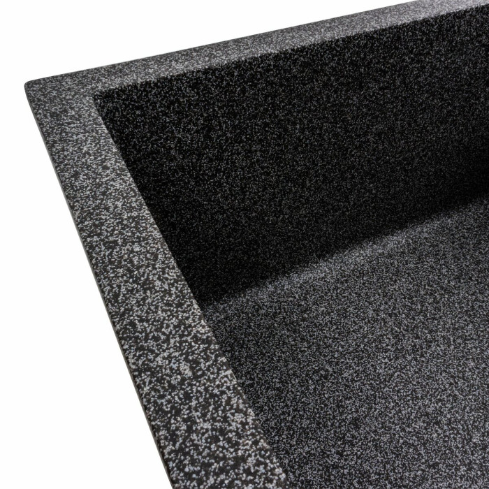 Valeso Cascada 7050 graphite – 70 cm rectangular symmetrical sink in a dark color for the kitchen; with a dish drying wing