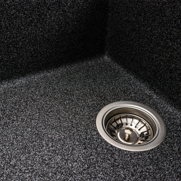 Valeso Cascada 7050 graphite – 70 cm rectangular symmetrical sink in a dark color for the kitchen; with a dish drying wing