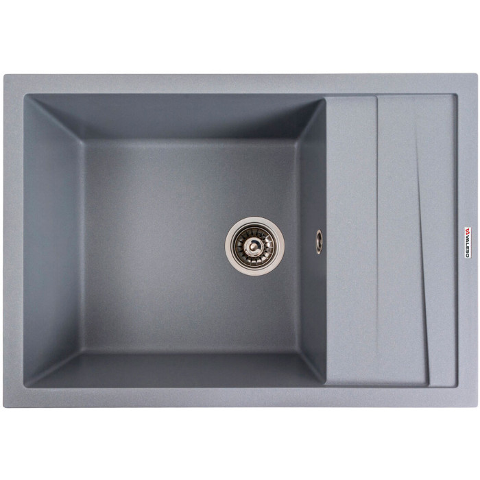 Valeso Cascada 7050 grey metallic – 70 cm wide composite inset sink with a wing for kitchen countertops