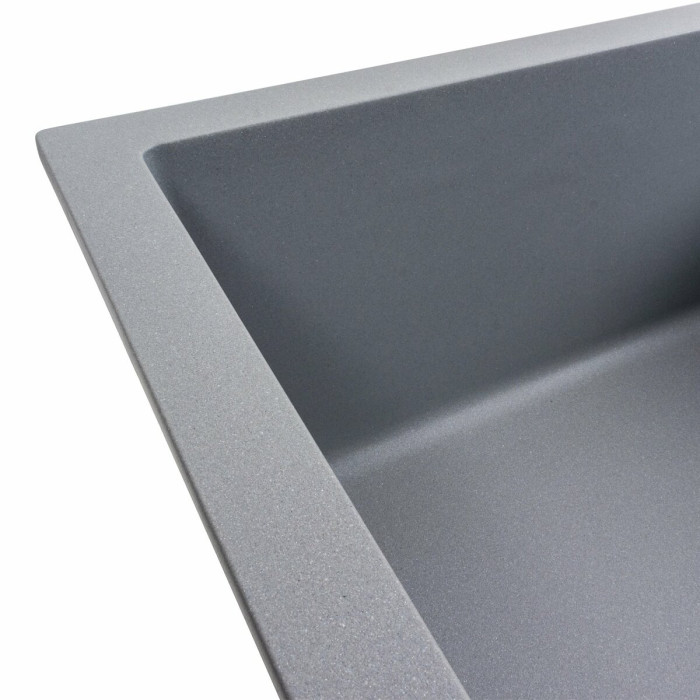 Valeso Cascada 7050 grey metallic – 70 cm wide composite inset sink with a wing for kitchen countertops