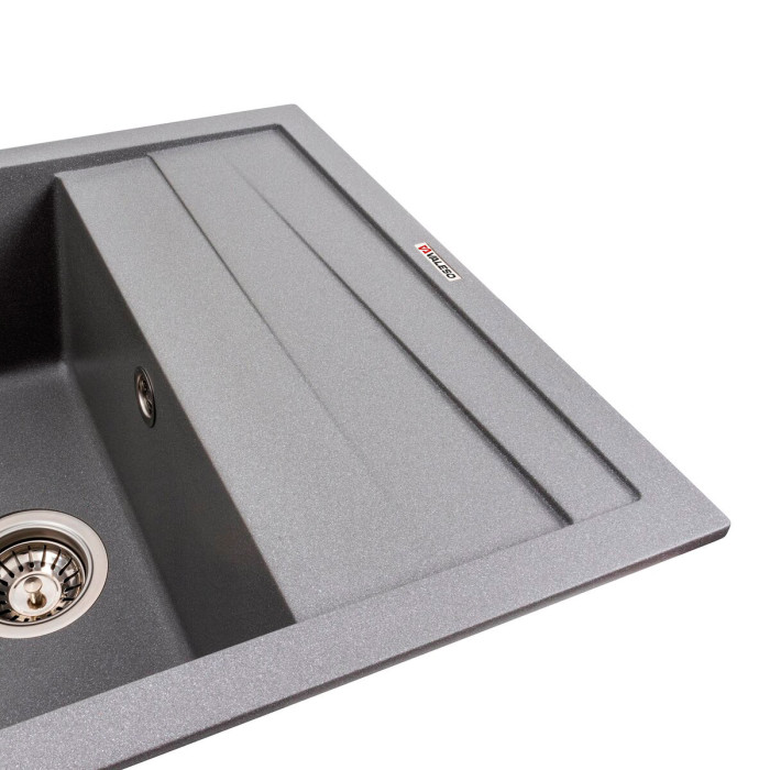 Valeso Cascada 7050 grey monsoon — inset quartz sink 70 by 50 cm with a wing