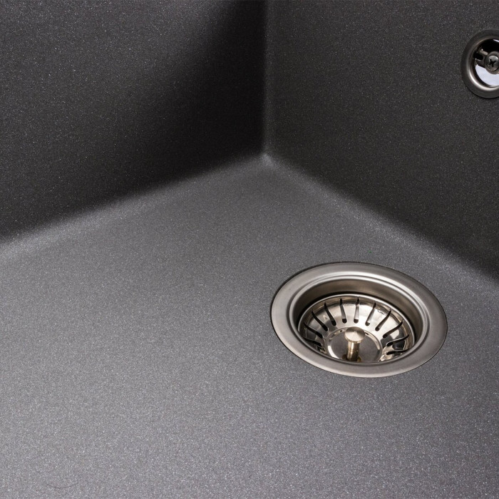 Valeso Cascada 7050 grey monsoon — inset quartz sink 70 by 50 cm with a wing