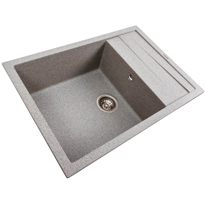 Valeso Cascada 7050 серый - кухонная мойка 70 см гранитная с сушилкой
