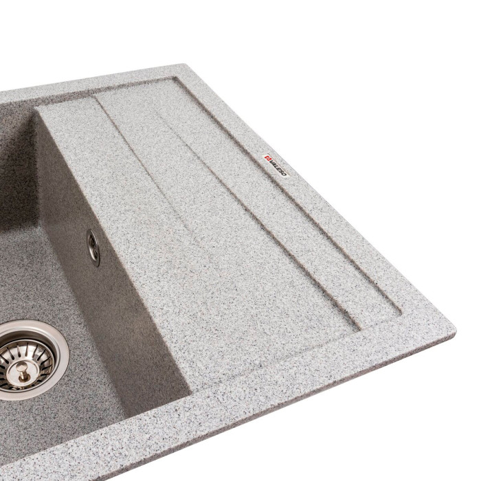 Valeso Cascada 7050 серый - кухонная мойка 70 см гранитная с сушилкой