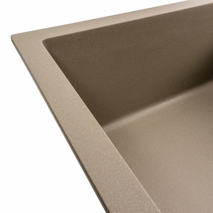 Valeso Cascada 7050 titanium – 70 cm quartz kitchen sink with a dish drying platform; matte surface; 19 cm deep bowl