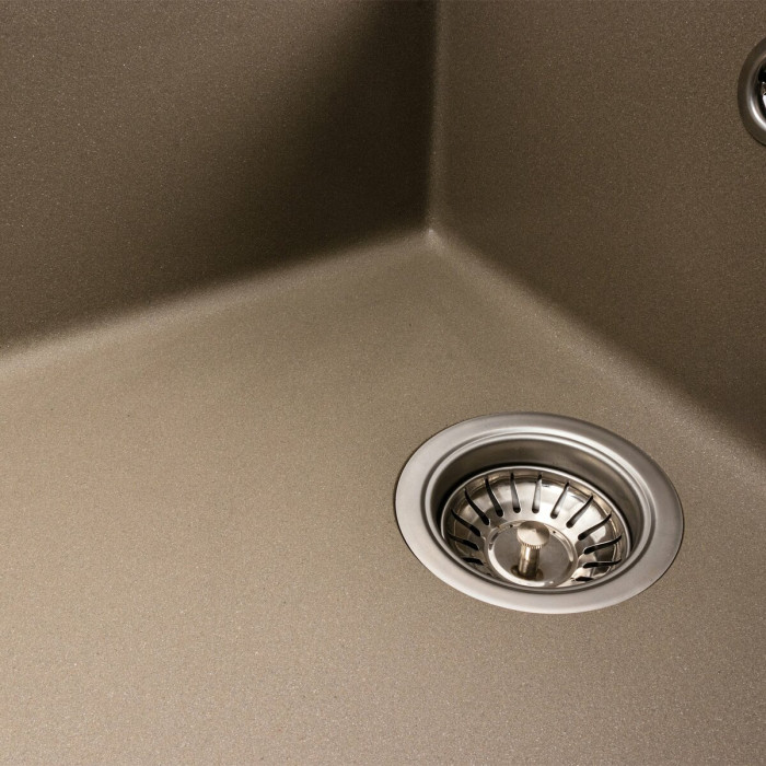 Valeso Cascada 7050 titanium – 70 cm quartz kitchen sink with a dish drying platform; matte surface; 19 cm deep bowl
