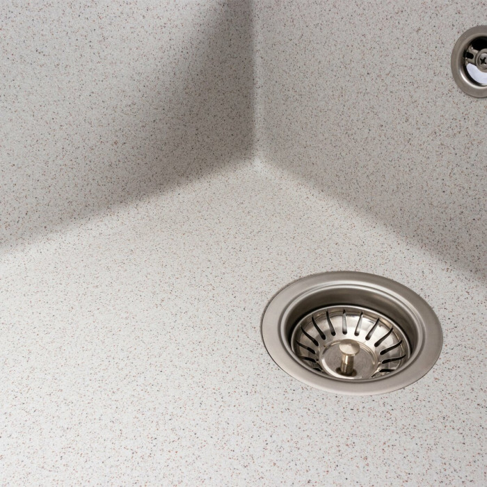 Valeso 7050 Cascada topaz – light-colored sink for kitchen countertops; 70 cm wide with a wing; matte surface