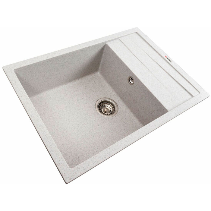 Valeso 7050 Cascada topaz – light-colored sink for kitchen countertops; 70 cm wide with a wing; matte surface