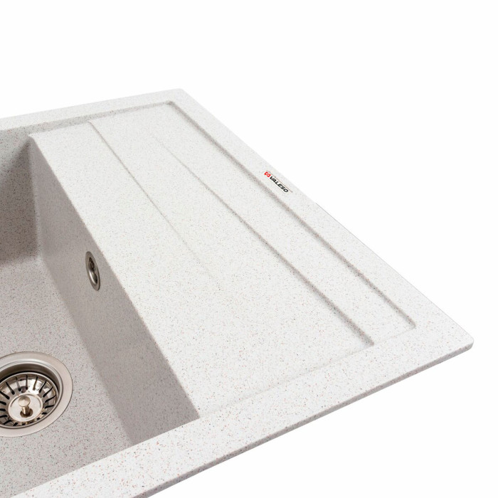 Valeso 7050 Cascada topaz – light-colored sink for kitchen countertops; 70 cm wide with a wing; matte surface