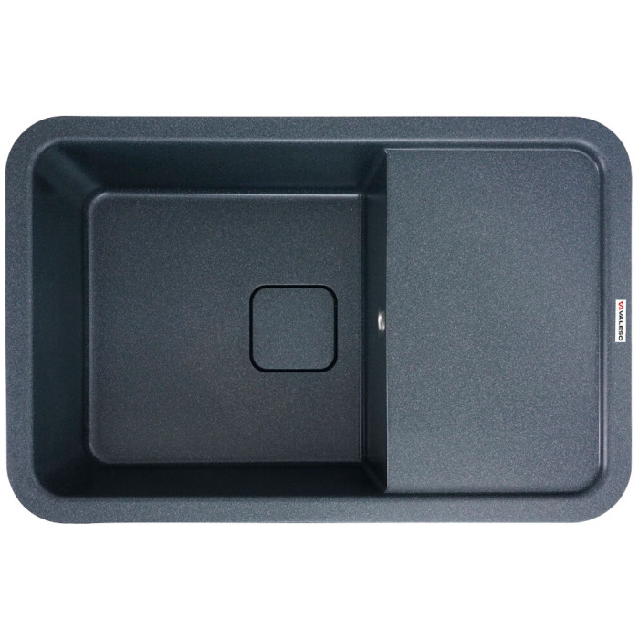Valeso Cube 7850 anthracite – 78 cm rectangular sink with a large bowl and recessed wing; drain with a decorative cover